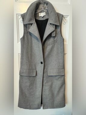 J.O.A. Los Angeles Gray Longline Vest Duster Sleeveless Coat XS